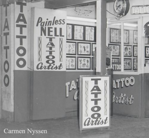 Painless Nell's San Diego Tattoo Shop c. 1950s. Collection of Carmen Nyssen