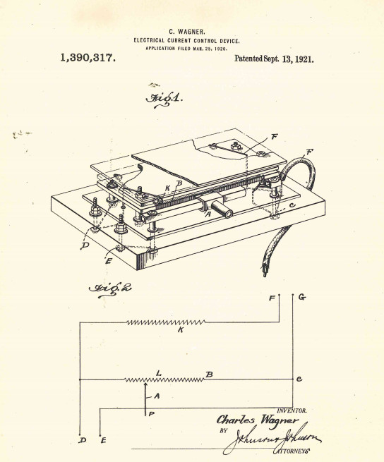 1921 Charlie Wagner Tattoo Rheostat Patent