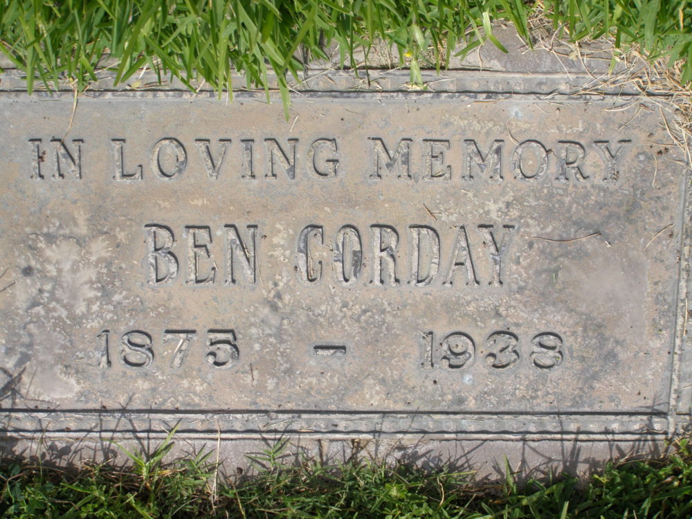 Big Ben Corrday Tattoo Artist Grave Marker. Photo taken by Carmen Forquer Nyssen, 2010