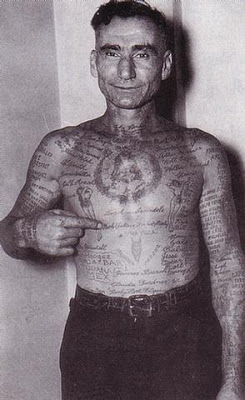 Dick Hyland, tattooed man. 