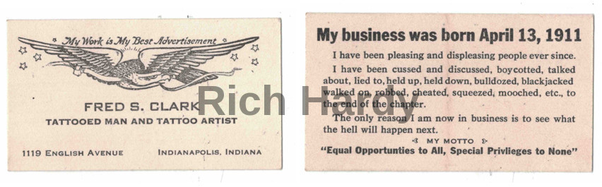 Fred Clark's Tattoo Business Card