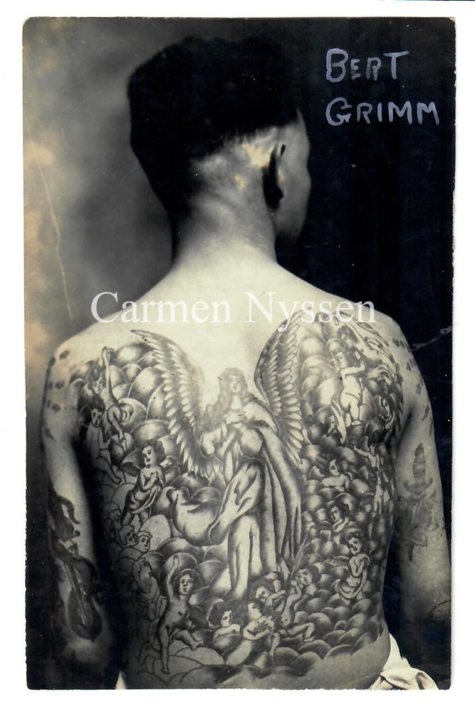 Bert Grimm tattoo backpiece c. 1920s.