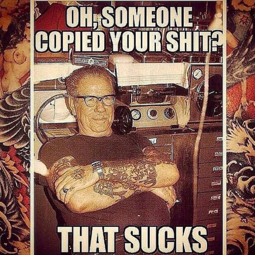 'Sailor Jerry Collins" stealing tattoo designs meme. 