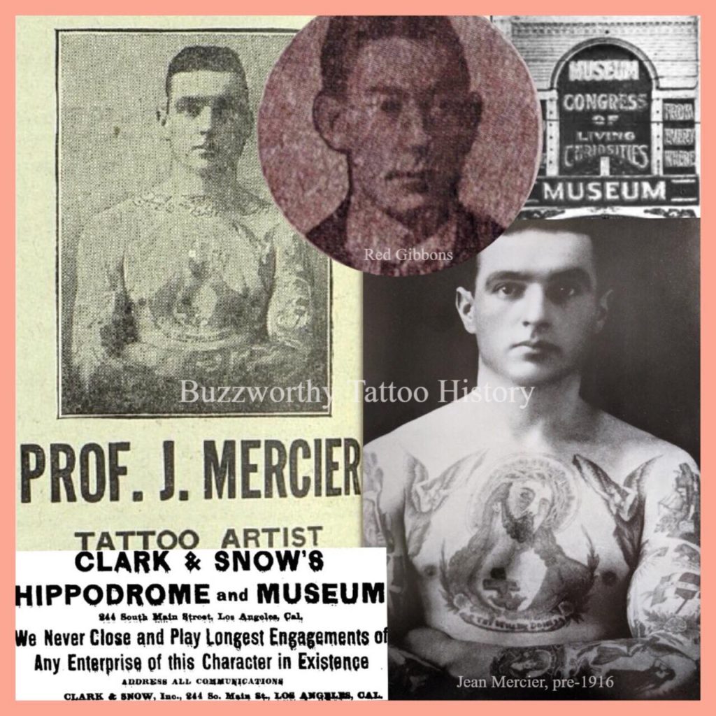 Red Gibbons, Jean Mercier, tattooers, & Clark & Snow's Museum
