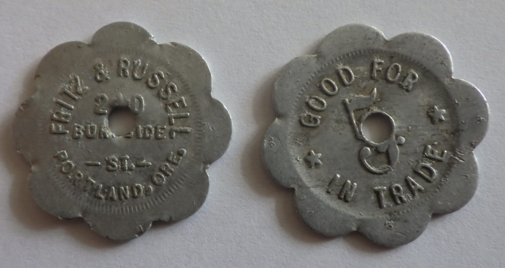 Fritz & Russell's saloon tokens