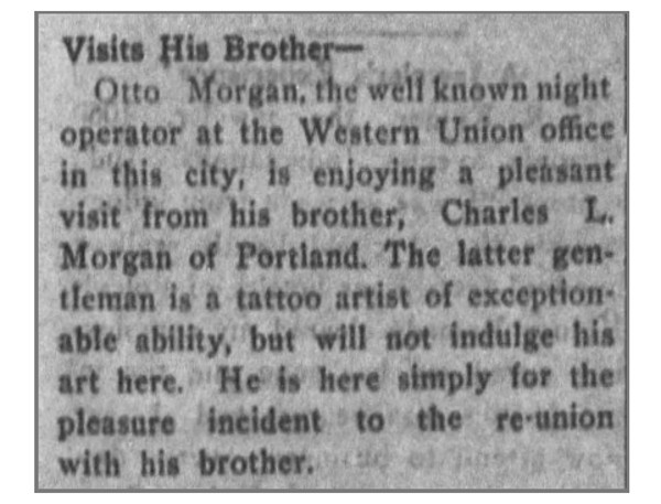 Louis Morgan, 1908 tattooer of Portland, Oregon. 