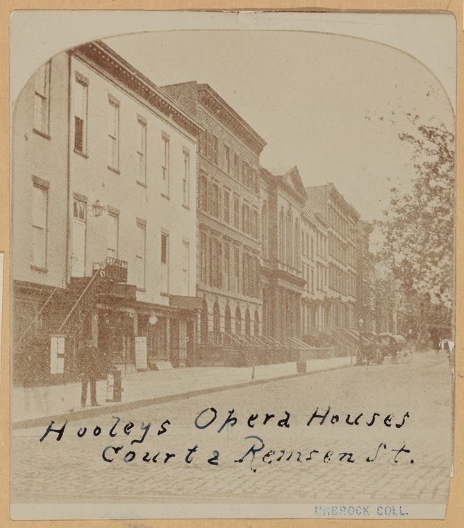 Irma and Paul Milstein Division of United States History, Local History and Genealogy, The New York Public Library. "Hooley's Opera House" The New York Public Library Digital Collections. 1865.