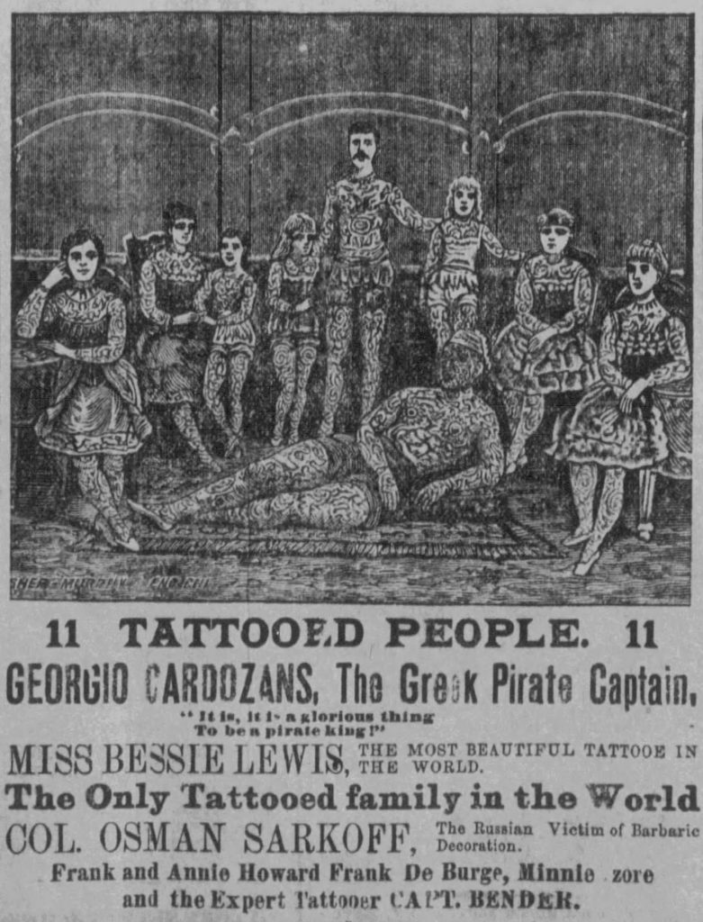 11 Tattooed Wonders. 1886 Feb 21 Memphis Avalanche pg. 3.