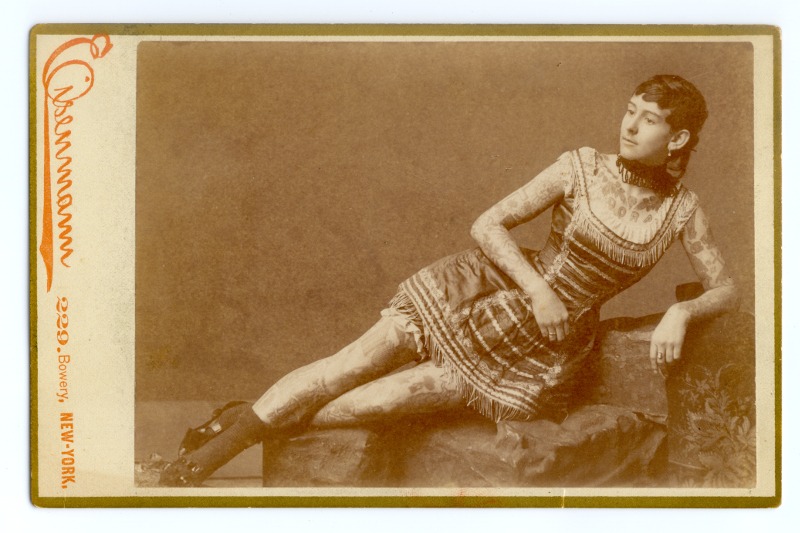  Dora tattooed lady. Ronald G. Becker Collection of Charles Eisenmann Photographs, Special Collections Research Center, Syracuse University Libraries  